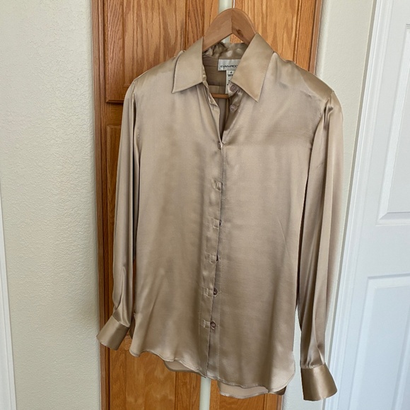 Evan Picone Tops - Vintage Evan Picone taupe silk/satin blouse 4